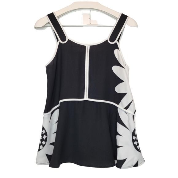 VICTORIA BECKHAM TARGET Top Floral Daisy Peplum Black Women Sz XS Lagenlook Mod - Picture 3 of 10